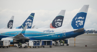 Alaska,Airlines,Boeing,737,Airplanes,Prepare,For,Take,Of,At