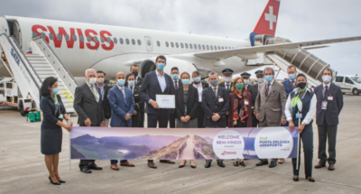 Swiss Ponta Delgada Banner on runway
