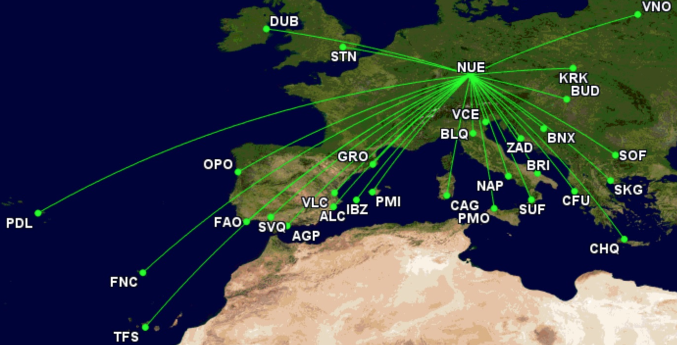Ryanair Neuremberg network