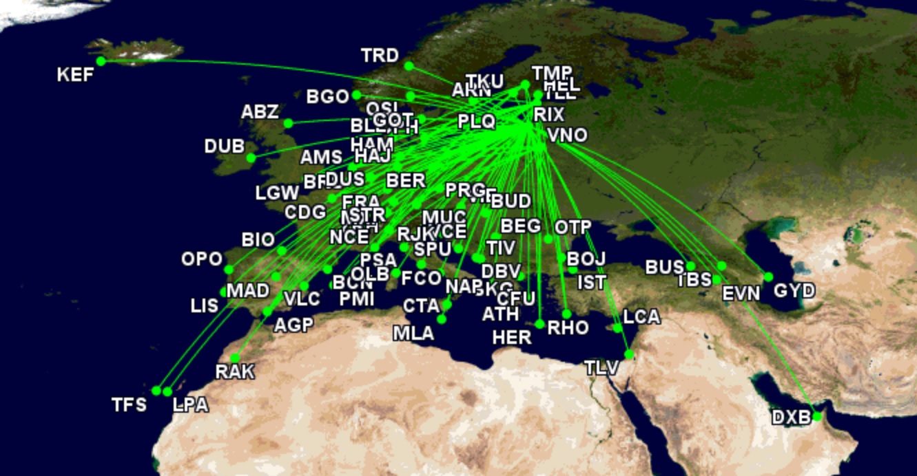 airBaltic S23 network