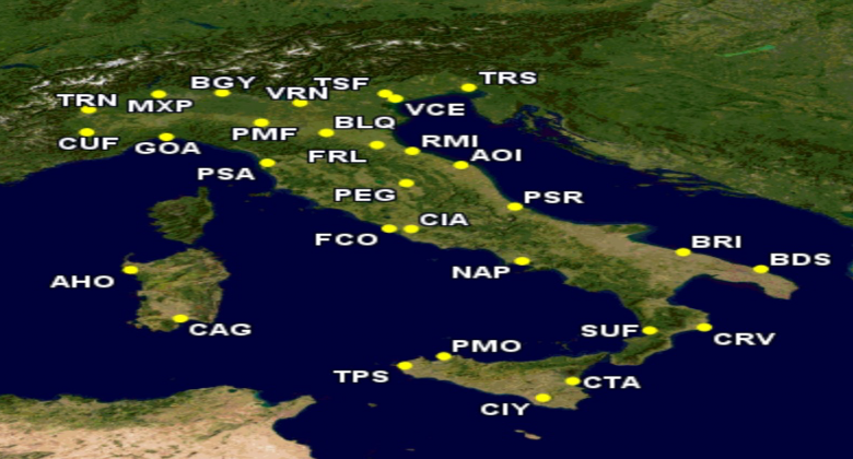 What airports do Ryanair fly to in Italy?