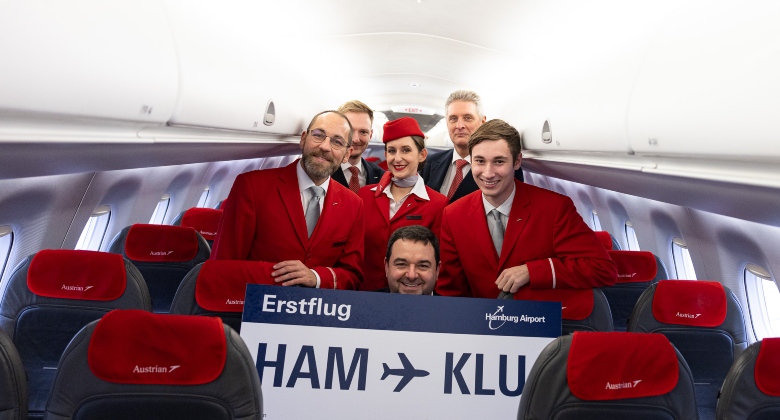 New Route Of The Day 13 January 2024 Austrian Airlines Between   KLU HAM Crew With Banner 13 Jan 24 