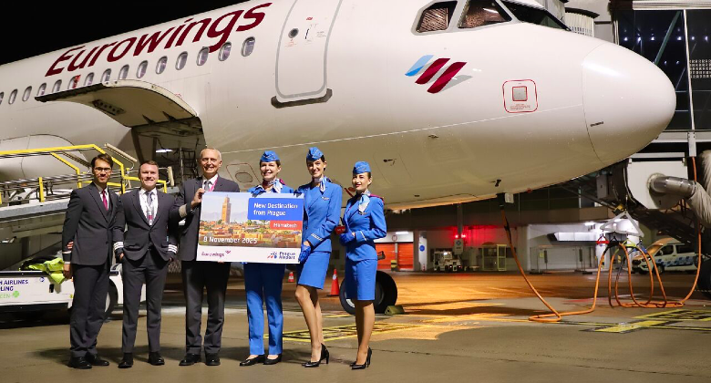 Eurowings aircraft at Prague Airport