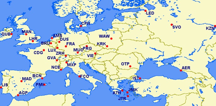 Etihad Euro network map
