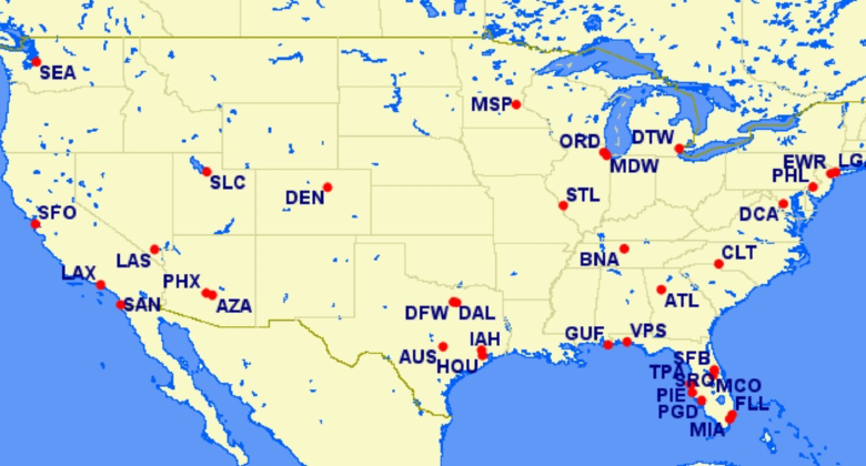 United route map from Omaha