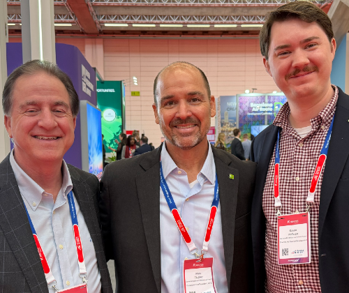 Mark Stuckey, Executive Vice President and CPO at Sarasota Bradenton Airport, Elliott Falcione, Executive Director of the Bradenton Area Convention & Visitors Bureau, and Kevan Hoffman, Director of Air Service Development at Sarasota Bradenton Airport, at World Routes in Frankfurt, promoting the airport, destination and their international growth ambitions